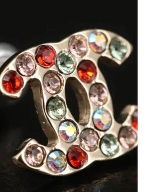 One Chanel Multicolor Crystal CC Single Stud Earring
